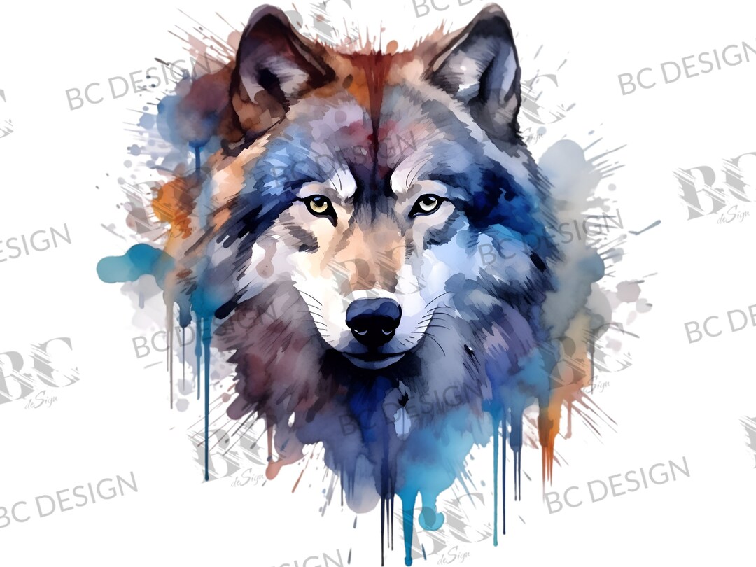 Watercolor Wolf PNG Sublimation Design Wolf Lover Instant - Etsy