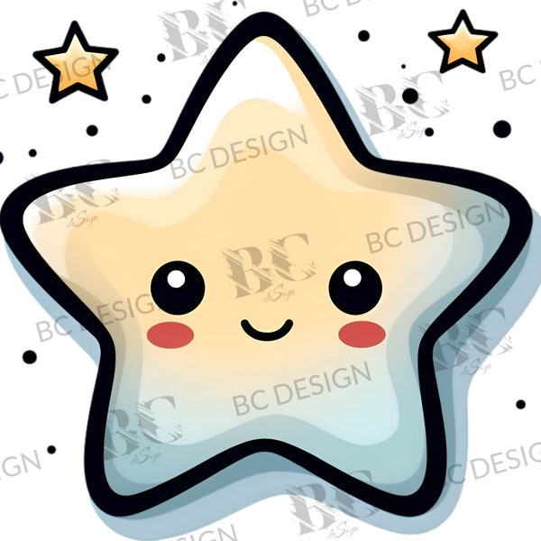 Smile Cute Star PNG Sublimation Design, Star Clipart, Instant Digital Download, Star Graphics For Sweatshirt, mug, etc., Design for Kids Png