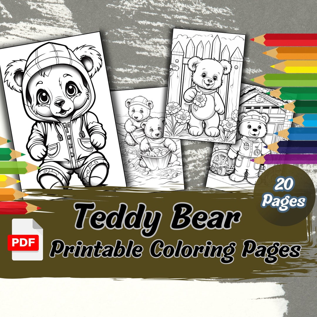 Buy Cute Teddy Bear Picnic Colouring Pages Gummy Polar Brown Care