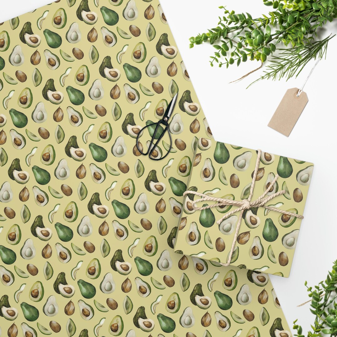 Avocados Wrapping Paper Watercolor Avocado Gift Wrap Wrapping Paper