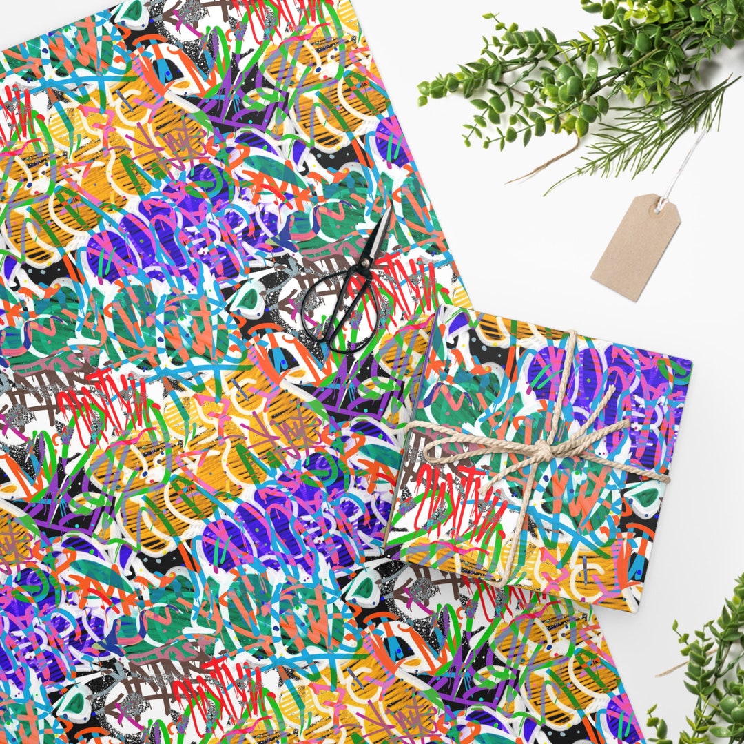 Graffiti Wrapping Paper Multi Color Wrapping Paper New Etsy