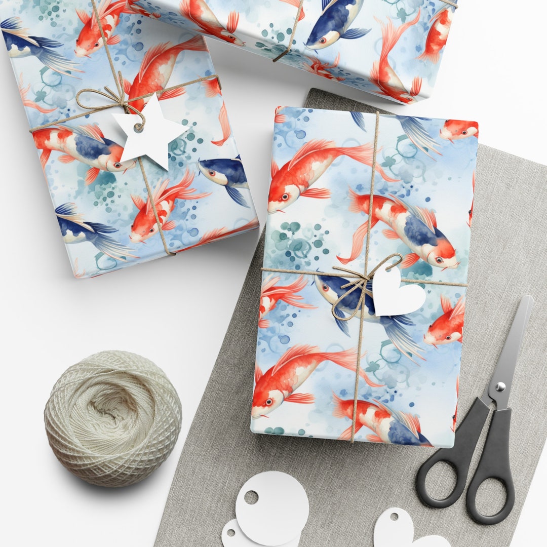 Koi Fish Wrapping Paper Fish Wrapping Paper Oriental Etsy