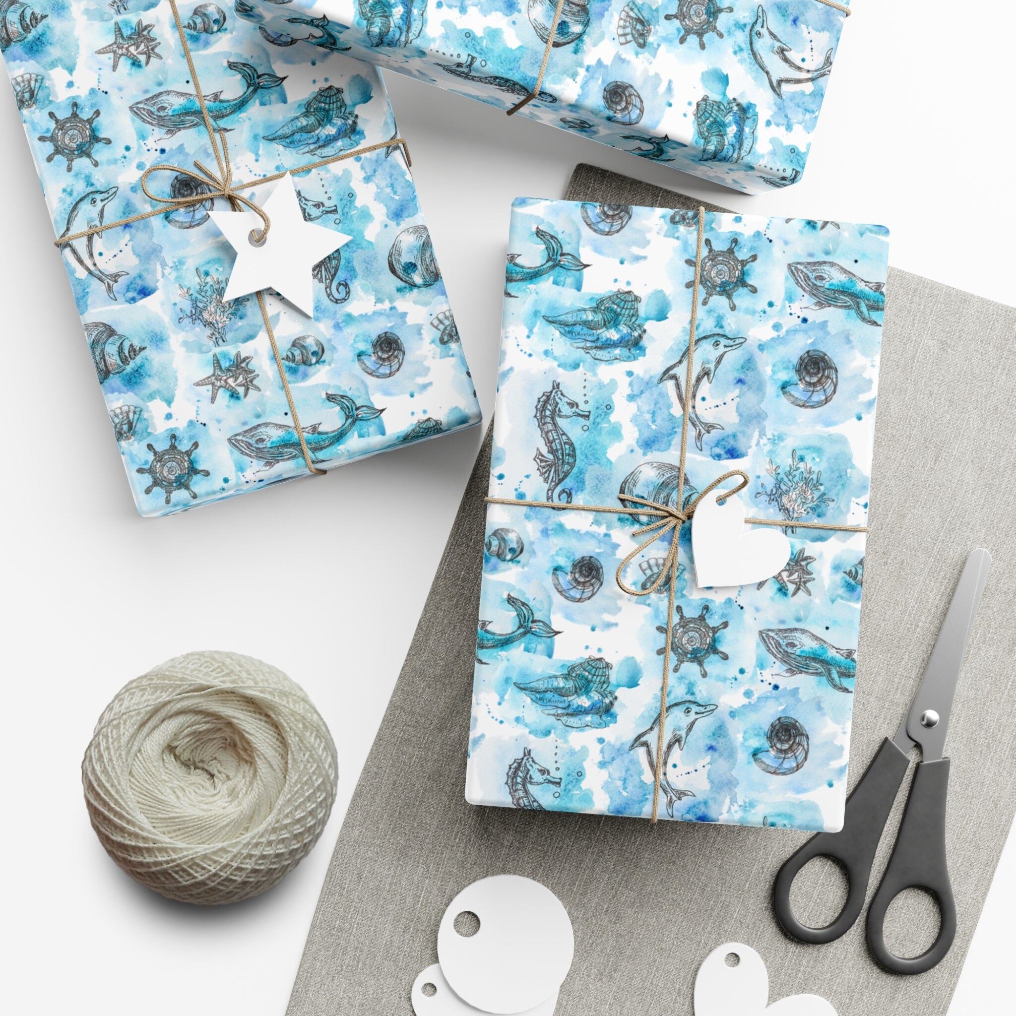 Personalizable Flat Wrapping Paper, Deep Ocean Wrapping Paper