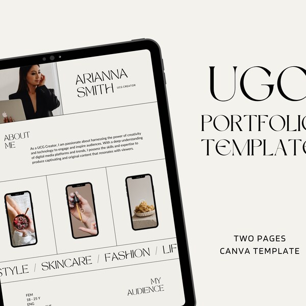 UGC Portfolio | UGC Template in Canva | Social Media Kit | Minimal & Elegant TGC Portfolio Template, tik tok