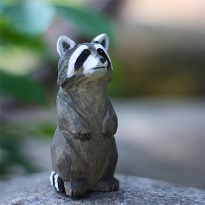 Wooden Raccoon Carving - Handmade Raccoon Figurine, Hand Carved Wood Animal, Home Decor, Wood Animal Sculpture, Animal Lover Gifts, Ornament