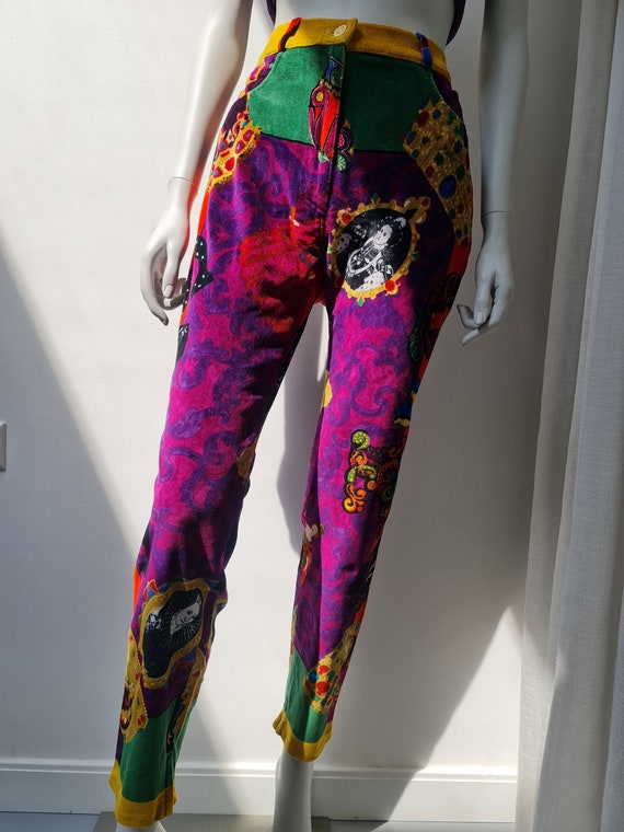 Gianni Versace Couture iconic print velvet jeans f