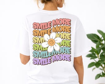 Maglietta motivazionale, Maglietta "Sorridi di più", Maglietta con citazione positiva, Salute mentale, Cura di sé, Idea regalo