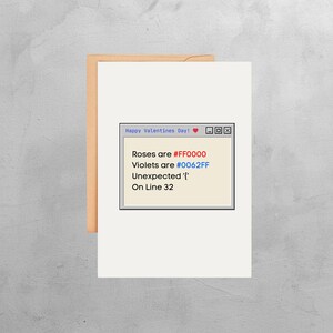 Funny Hex Code Valentine's Day Card – Syntax Error Pun
