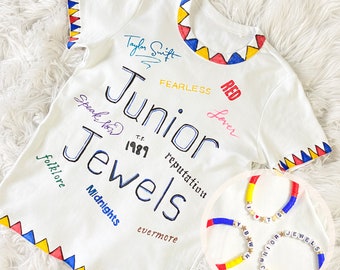 Camisa personalizable Junior Jewels You Belong With Me inspirada en TS con pulsera de la amistad a juego