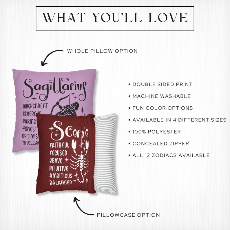 Zodiac Sign Square Pillow, Zodiac Decor, Astrology Gift, Horoscope