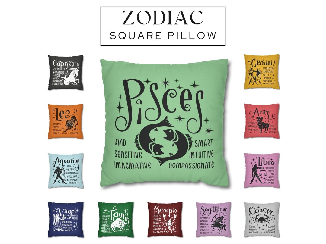 Zodiac Sign Square Pillow, Zodiac Decor, Astrology Gift, Horoscope