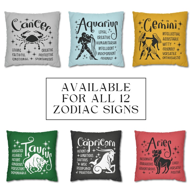 Zodiac Sign Square Pillow, Zodiac Decor, Astrology Gift, Horoscope