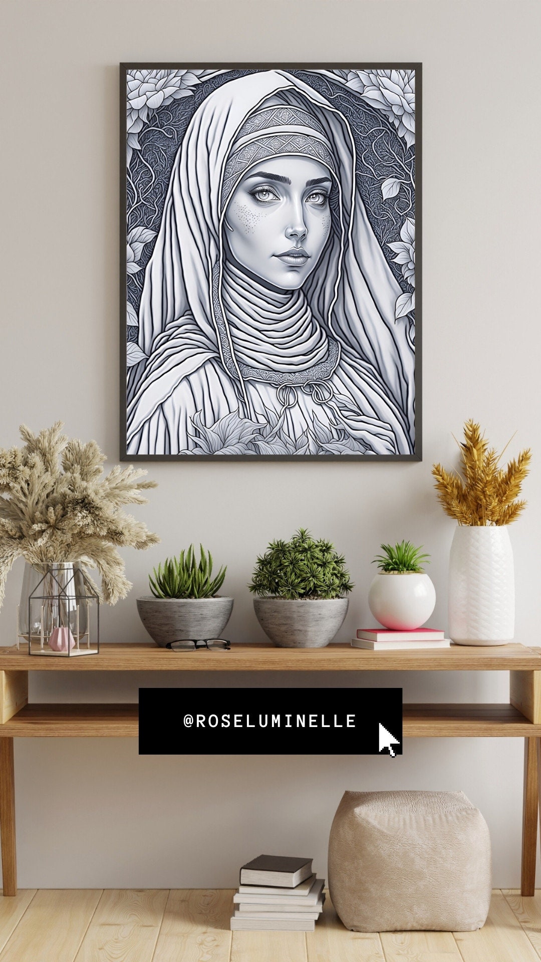 The Nun • Coloring Page for Adults • Printable Coloring • Grayscale ...