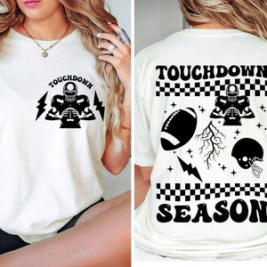 Touchdown seizoen retro voetbal SVG PNG, grappige voetbalfan PNG, speldag, voor- en achterkant SVG, esthetische cut-bestand & sublimatie ontwerpen