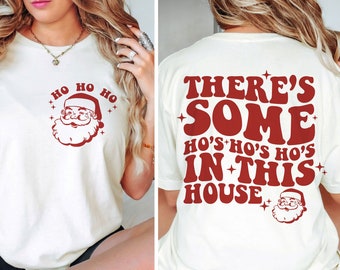 There's Some Ho Ho Ho In This House PNG SVG, Retro Christmas png, Santa png funny, Mama retro png, pink Christmas png, funny Christmas png