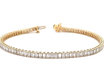 Bracciale tennis in oro 18 carati con zirconi cubici a baguette - Delicato argento sterling