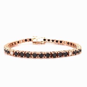 18K Black Diamond Tennis Bracelet With Black Rhodium Plating In Sterling Silver 925, Black Diamonds,Christmas gift&#39;s,Black Gemstone Bracelet