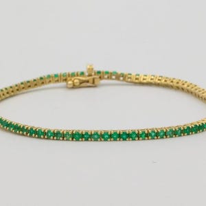 925 Silver Lab Thin Tennis Bracelet,Gold plated Lab Emerald Bracelet,May Birthstone Bracelet,Thin Tennis Bracelet,Valantine Bracelet Gift