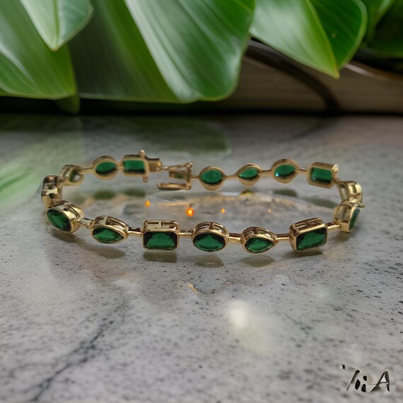 Grün Smaragd Und Gelbgold Tennis Armband - Schweiz