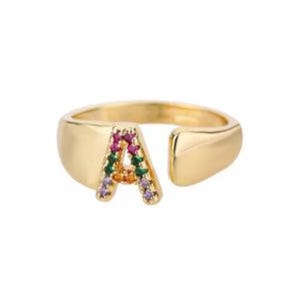 Anillo de plata 925 con inicial de laboratorio y múltiples zafiros, anillo con letras, anillo personalizado, anillo con nombre, regalo personalizado para, regalo para el mejor amigo, regalo de San Valentín para