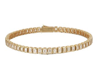 18k vergulde lab-diamant octagon tennisarmband: sierlijk 925 sterlingzilver