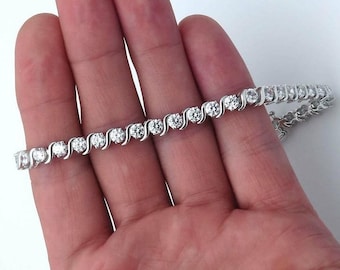 Sterlingzilveren tennisarmband met witte topaas: handgemaakte sierlijke sieraden