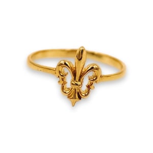 Anillo de flor de lis en plata 925: anillo heráldico con diseño de lirio