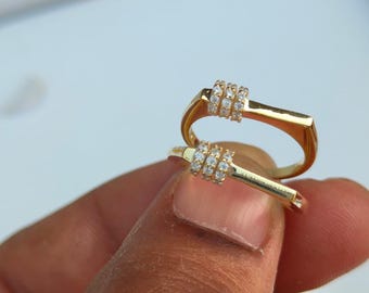 18k Gold Plated Silver Minimalist Gold Lab Diamond Ring, Modern Gold Ring with Diamond Cluster, Dainty Everyday Ring, Gift for Her