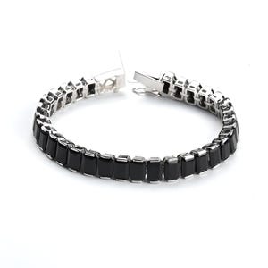 14k gold plated silver Black Octagon Tennis Bracelet With Black Rhodium Plating  Sterling Silver 925,Black Diamonds,Christmas gift Bracelet