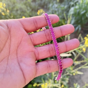 925 SilverLab Ruby Baguette Tennis Bracelet,14k Gold Plated Lab Ruby Baguette Bracelet,Ruby Tenis Bracelet,July Birthstone Bracelet,Gift For
