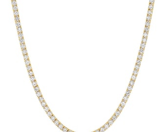 18k Gold Plated Tennis Necklace: Lab Diamond Bridal Jewelry