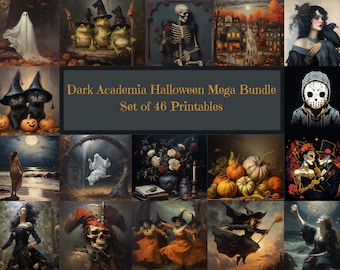 Dark Academia Halloween Mega Bundle: 46 Printable Wall Art for Gothic Home Decor