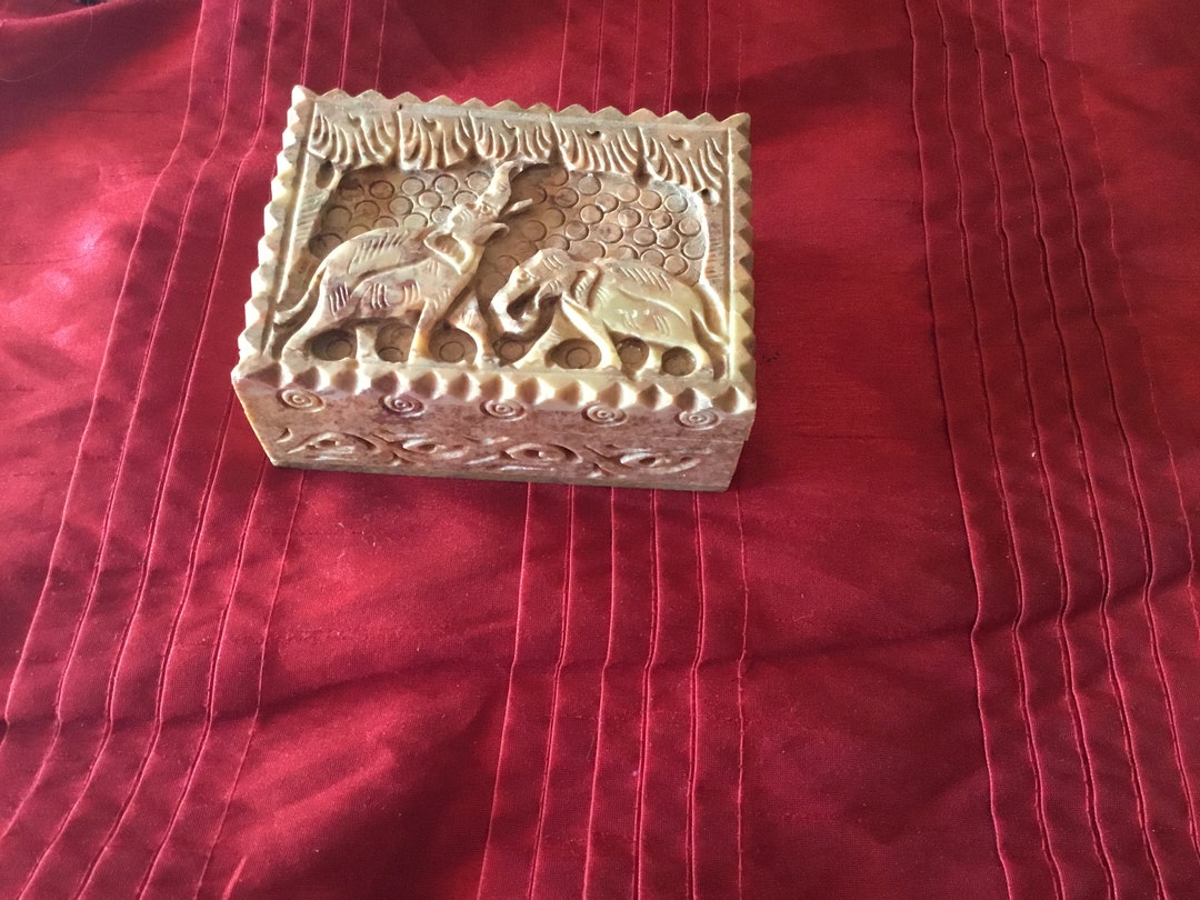 Hand Carved Soapstone Jewellery Box Etsy