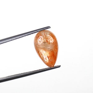 Natural Sunstone Cabochons, Orange Sunstone, Sunstone Golden Flashy Gemstone, Sparkly Sunstone, Pear Shape, 13x8x4.6mm, Polished Sunstone