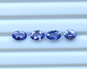 Oval Tanzanite Gemstone Lot, Royal Blue Jewelry Stone (4 Pcs, 5x6 MM)