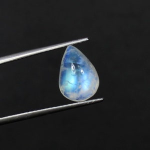 Natural White Rainbow Moonstone Pear Shape Loose Gemstone Cabochons Fire Moonstone Flat Bottom Cabs Jewelry Making Gemstone 2.90 Cts