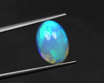 Top Quality Opal Gemstone, Ethiopia Fire Opal, Play of Color Opal, Flashy Opal Cabochon, Opal Loose Stone, Multi Fire Opal, 12x8.5x6mm,