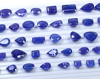 Natural Blue Tanzanite Gemstone Lot, Faceted Mix Shapes, Jewelry Making