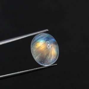 Premium Moonstone Oval Cabochons Top Quality Rainbow Blue Fire Play Moonstone Rainbow Cabochon, Flashy Moonstone Cabs, 5 Cts, 10x12x5.7mm,