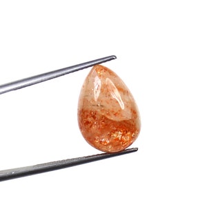 Sunstone Cabochon, Fire Sunstone, Loose Gemstone, Pear Sunstone, Orange Sunstone, AAA Golden Flashy Sunstone, 16x11.3x6 MM, Healing Crystal