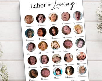 Bewerkbare teddybeer babyshower Labour or Loving Party Game, decorgunsten, genderneutraal minimalistisch, feestartikelen, digitale sjabloon, BSG000