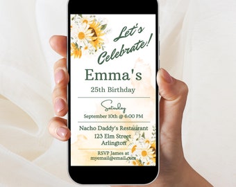 Printable and Mobile Birthday Party Invitation, Customizable Evite for Phone Text Message or Print