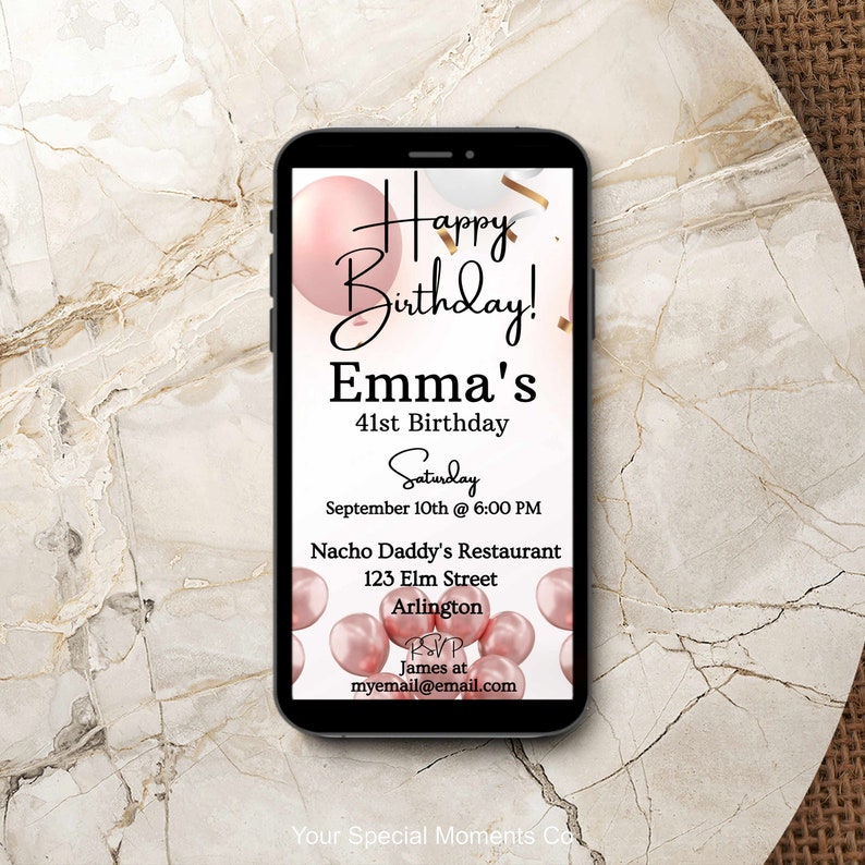 Digital Birthday Party Invitation Custom Design Invitation Etsy