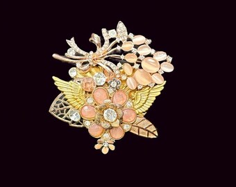 Unique handmade assemblage brooch