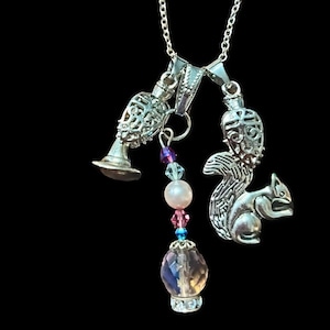 Crystal  Bead Vintage Charm Necklace - Unique Handmade Upcycled Jewellery