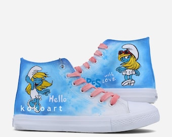 Zapatos pintados a mano de Los Pitufos x Koko Art