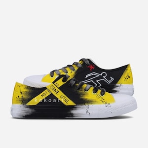 Crime scene hand painted shoes