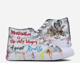 Hand Painted Alice in Wonderland Shoes – Mad Hatter Illustration