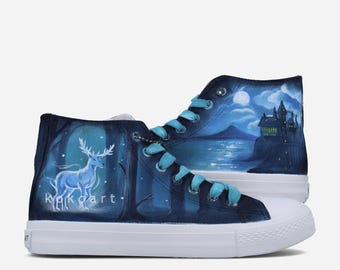 Wizard Hand PAINTED canvas shoes, Customisable GIFT