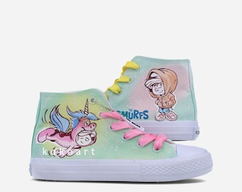 Zapatos pintados a mano Los Pitufos x Koko Art